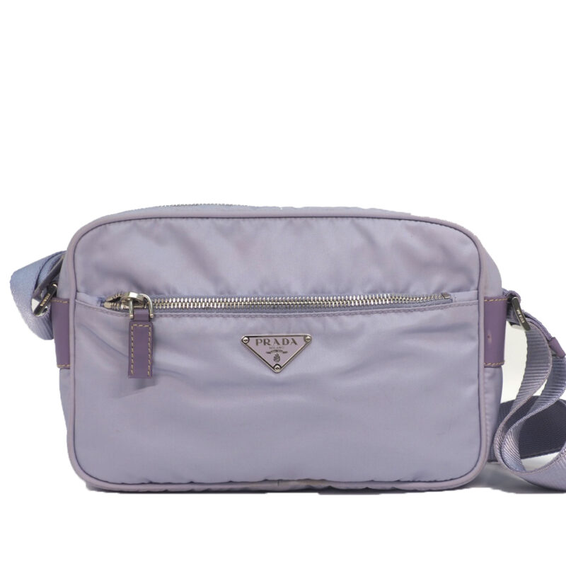 Prada Tessuto Lilac/ Light Purple 9" with Front Zipped Pocket Messenger Bag