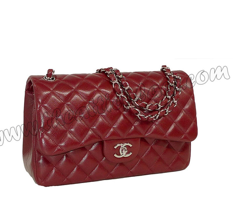 Chanel 15146651 Red Caviar Jumbo Double Flap Silver Hardware-0