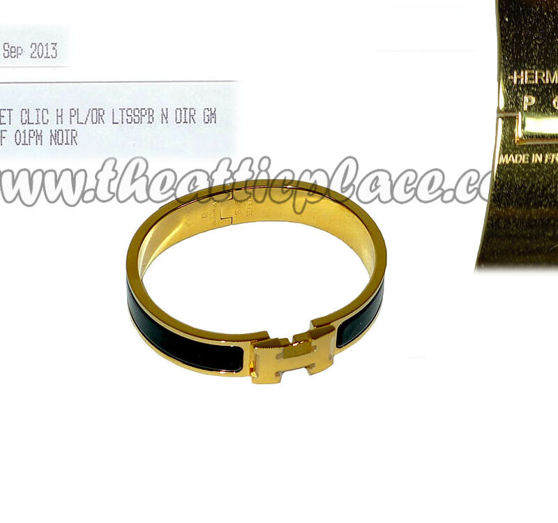 Hermes Clic H 0.5" Bracelet Black Gold Hardware P Stamp in PM Size-0
