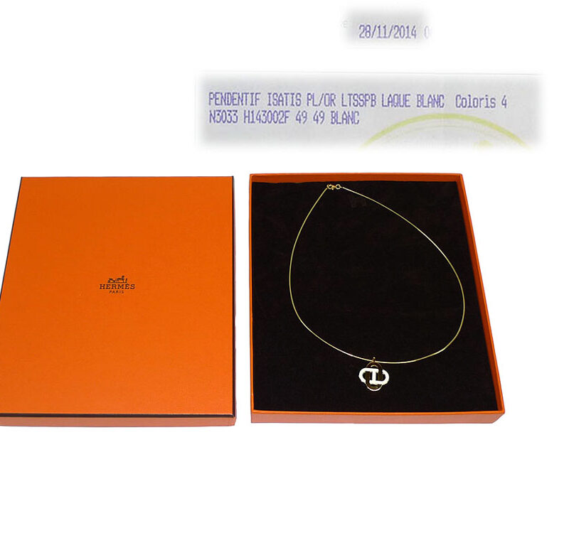 Hermes Pendentif Laque Blanc Gold Hardware-0