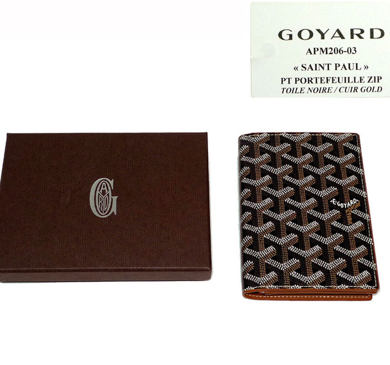Goyard APM206-03 Black Toile Signature Logo with Cuir Gold Passport Zip Wallet for Unisex -0