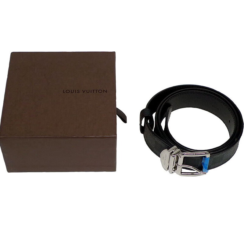 Louis Vuitton M9708 Damier Graphite 100/40 Belt Silver Buckle-0