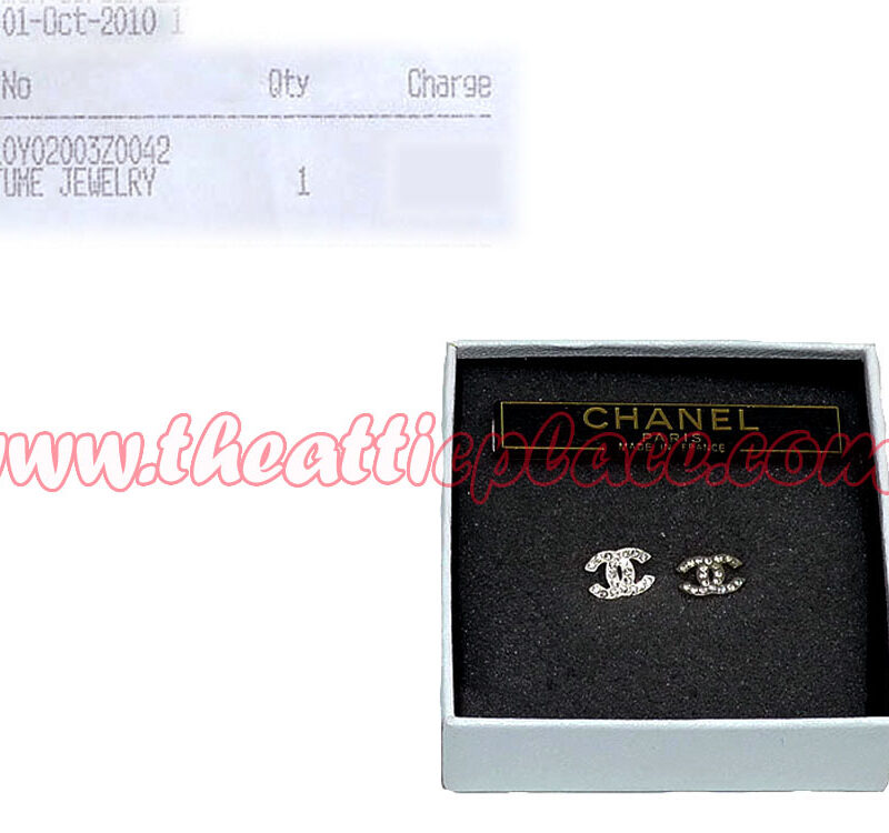 Chanel Small Signature Double C Crystal Studs Earring-0