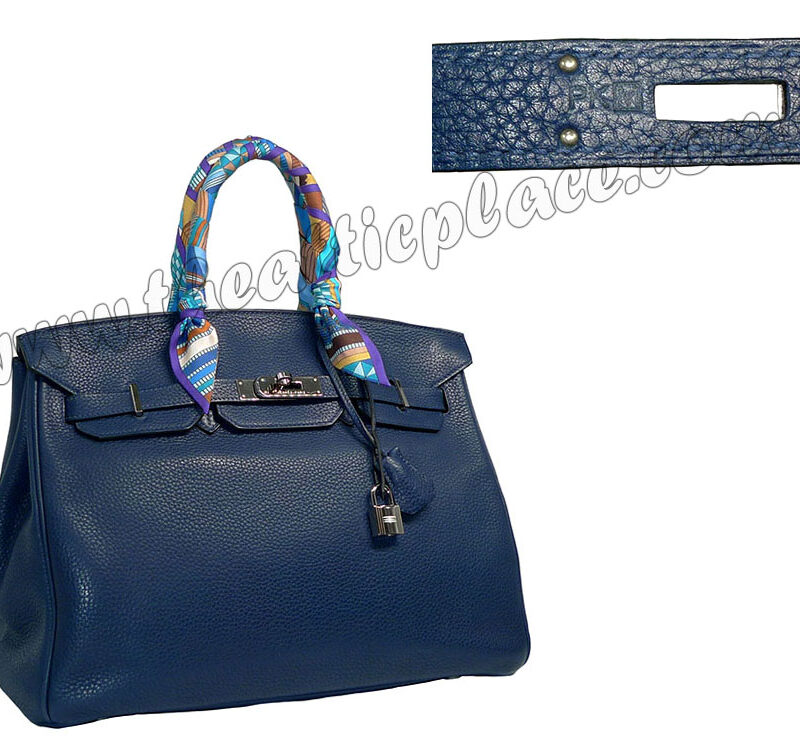 Hermes Birkin 35 Blue Clemence M Stamp Palladium Hardware-0