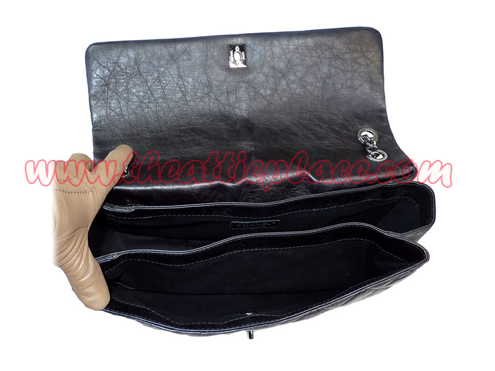 Chanel 16889330 Black Distressed 3 C Single Flap Jumbo Large Ruthenium Hardware-34346