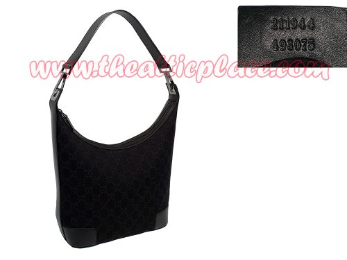 Gucci 143744 Denim Black GG Hobo Bag-0