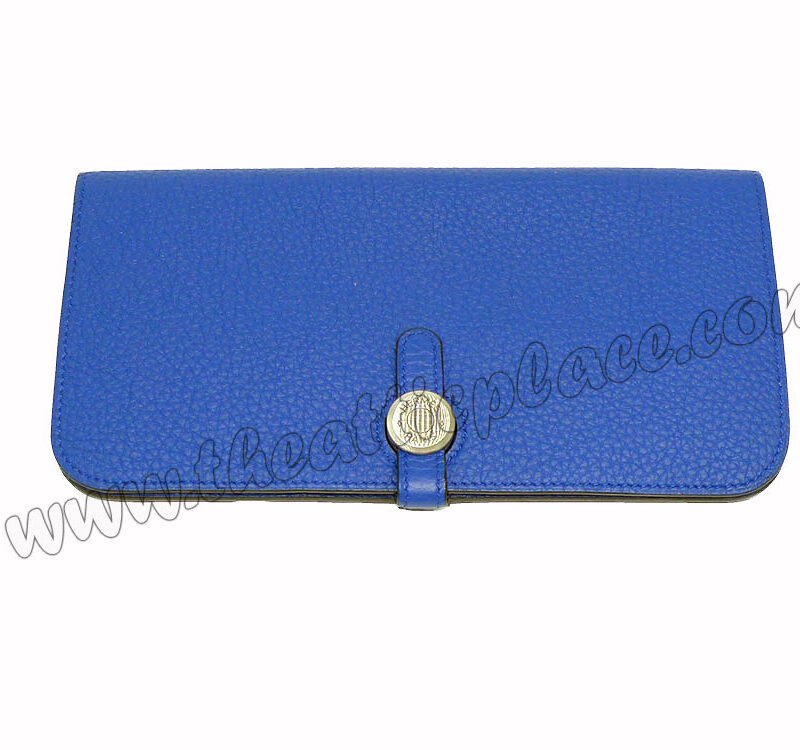 Hermes Dogon Wallet R Stamp Electric Blue Mat Palladium Hardware-0