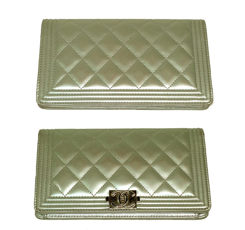 Chanel 19506669 Patent Pink Gold Le Boy 8 Cards Long Wallet-0