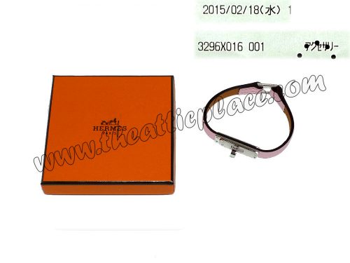 Hermes Micro Kelly Bracelet Rose Sakura Palladium XS Size R Stamp PHW-0