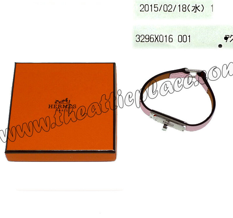 Hermes Micro Kelly Bracelet Rose Sakura Palladium XS Size R Stamp PHW-0