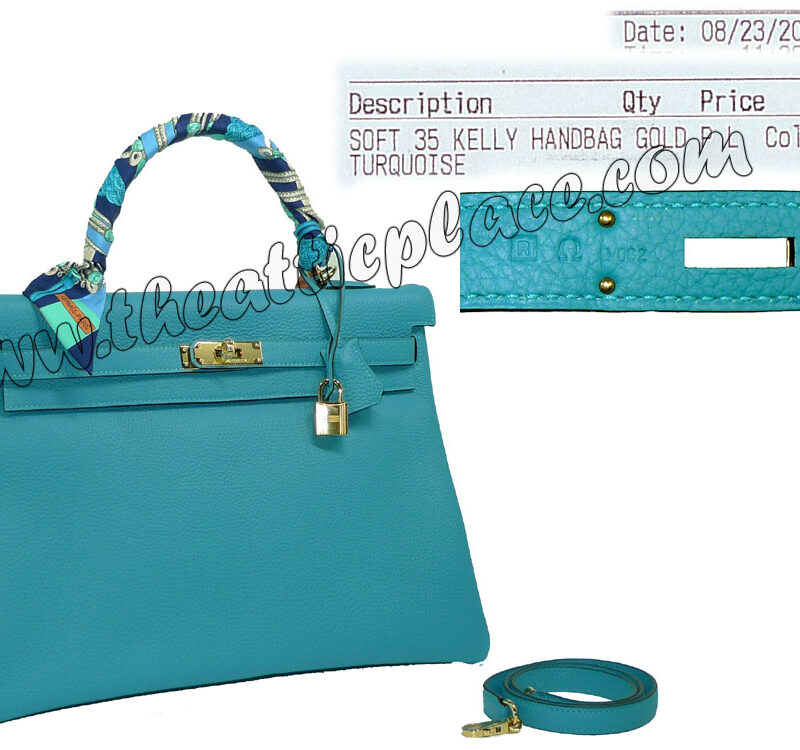 Hermes Kelly 35 II Turqoise Clemence Leather R Stamp Gold Hardware -0