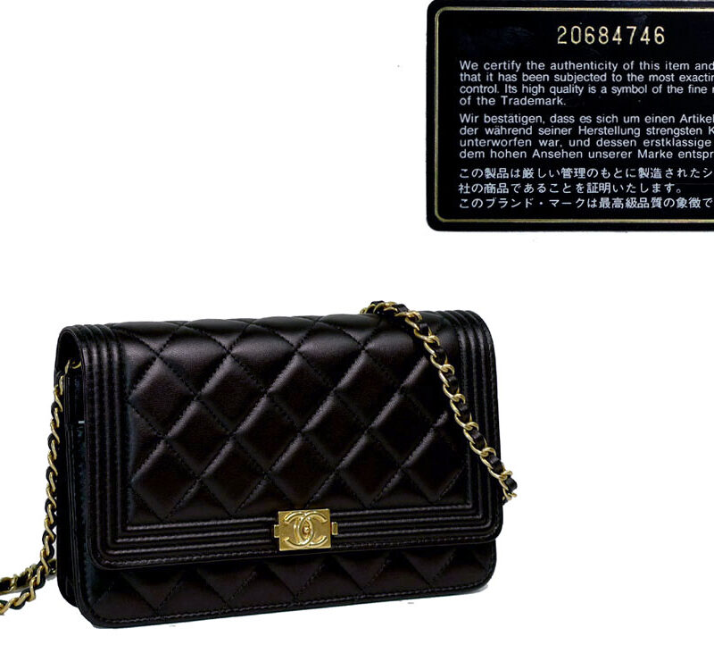 Chanel 20684746 Black Lambskin Le Boy Quilted Wallet on Chain Gold Hardware-0