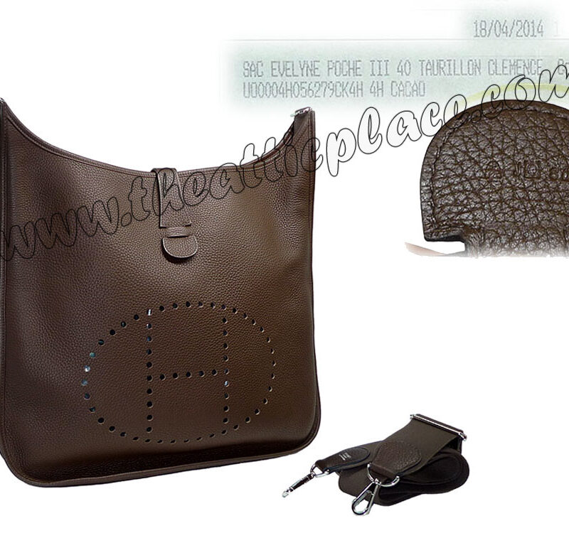Hermes Evelyne TGM Size III 40cm Q Stamp Cacao Color Unisex Messenger Bag-0