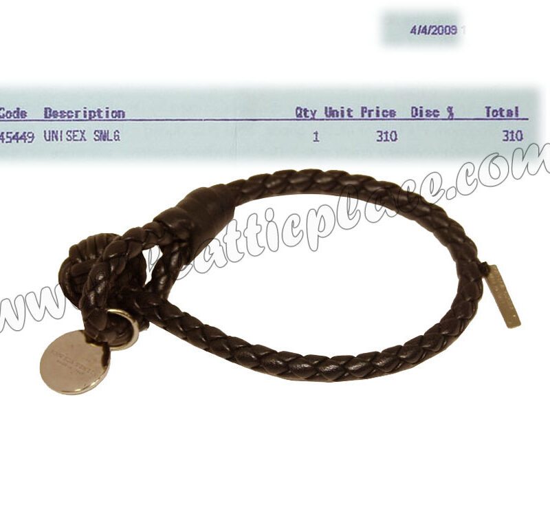 Bottega Veneta Brown Leather Woven Unisex Braclet S Size-0