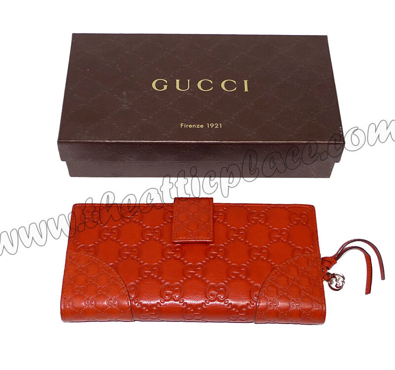 Gucci 323398 Bree Guccissima Papaya 7 Cards Long Wallet-0