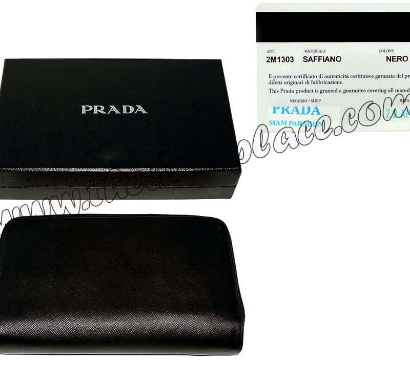 Prada 2M1303 Black Saffiano Leather Double Zipped Travel Long Wallet for Unisex-0