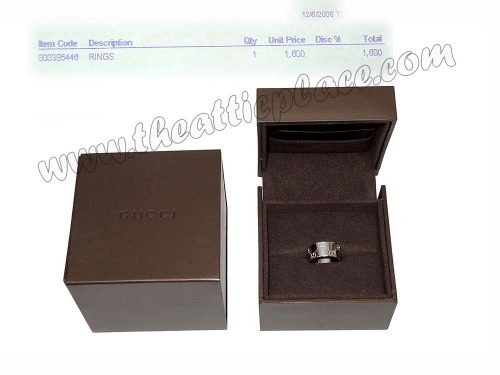 Gucci 925 White Ring Logo Ring Size 10-0