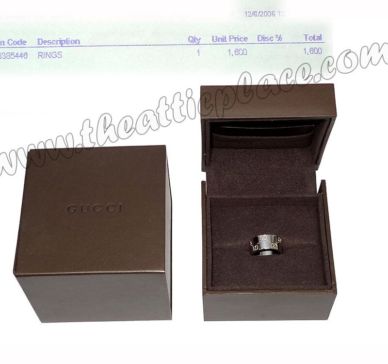 Gucci 925 White Ring Logo Ring Size 10-0