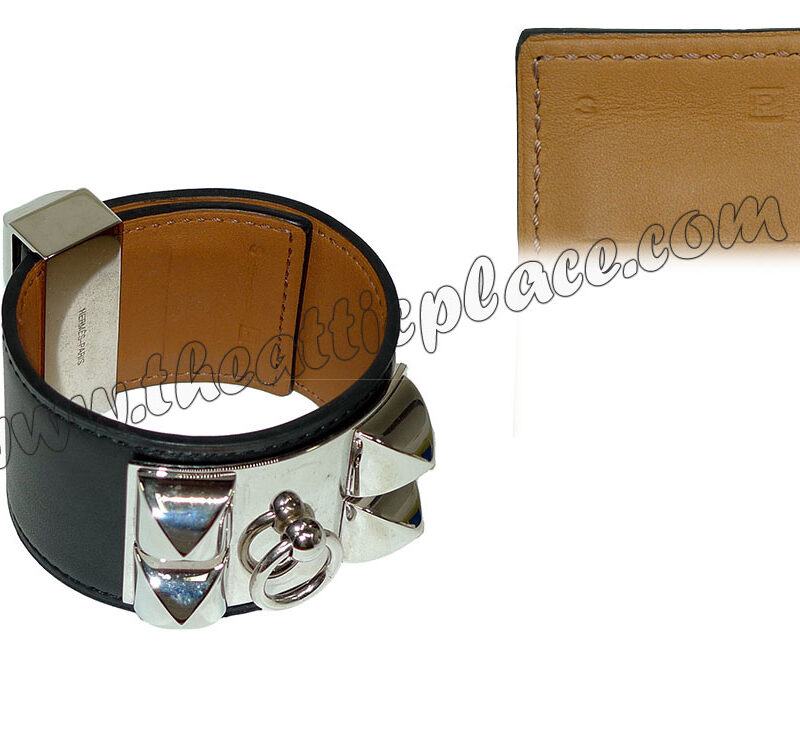 Hermes CDC P Stamp Black S Size Unisex Bracelet -0