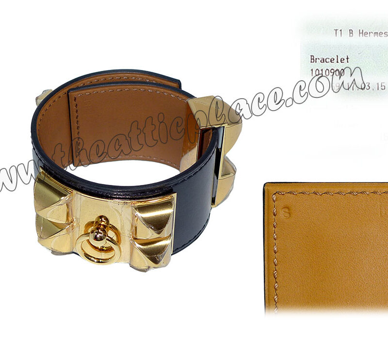Hermes CDC Black R Stamp Gold Hardware S Size-0
