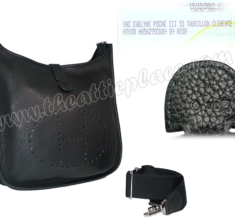 Hermes Evelyne III 33 Clemence Black P Stamp Unisex Messenger Bag-0