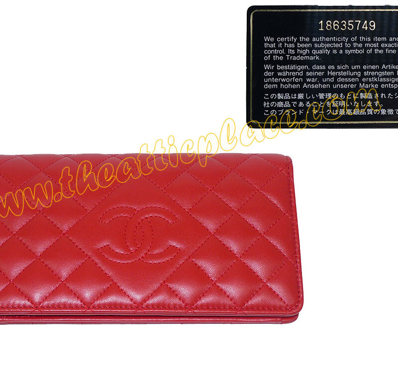 Chanel 18635749 Red A80106Y Lambskin L-Yen Long Wallet-0