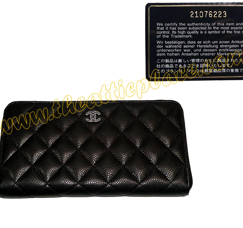 Chanel 21076223 Black Caviar L- Zip Long Wallet A50097Y-0