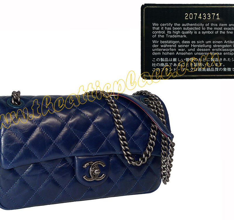 Chanel A92370Y Blue 2074331 Distressed Zipped Flap Ruthenium Hardware-0