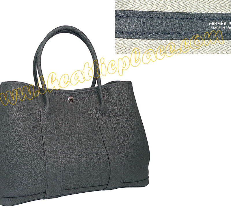 Hermes Garden Party 36cm Ardoise /Dark Grey T Stamp Document Tote-0