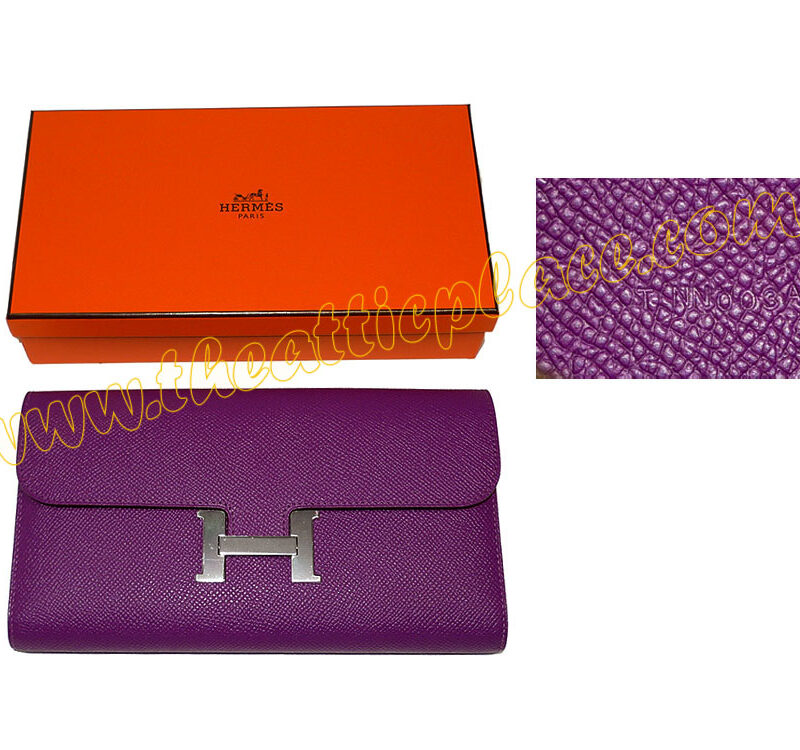 Hermes Anemone Color T Stamp Veau Epsom Palladium Hardware Constance Clutch Wallet -0