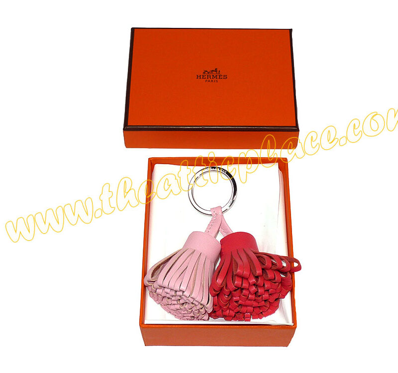 Hermes Carmen Rose Sakura/Bougainvillier Bag Charm/ Key Ring-0