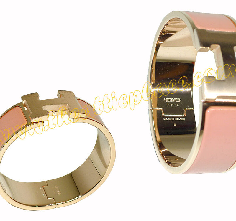 Hermes Clic Clac 1" Wide H Bracelet Salmon Pink with Rose Gold Hardware-0
