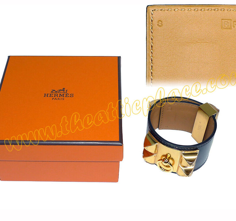 Hermes CDC Black R Stamp Gold Hardware S Size-0