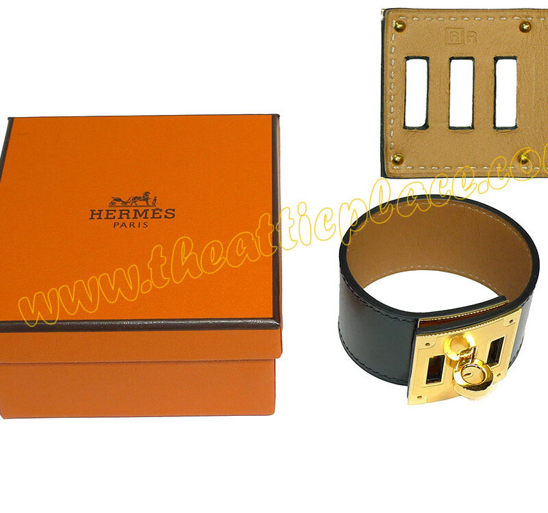 Hermes Kelly Dog Black Gold Hardware Bracelet Unisex-0
