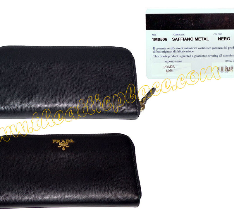 Prada 1M0506 Black Saffiano Metal Zipped Wallet-0