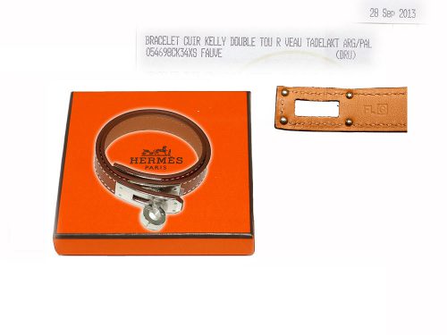 Hermes XS Size Double Tour Fauve Q Stamp Palladium Hardware-0