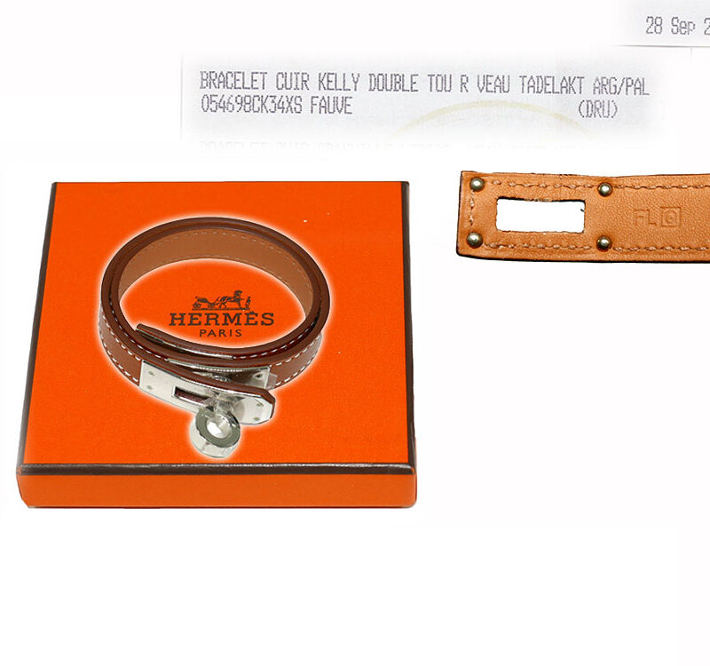Hermes XS Size Double Tour Fauve Q Stamp Palladium Hardware-0