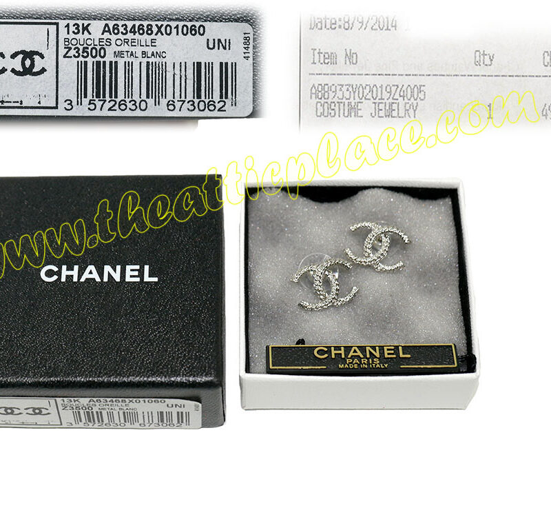 Chanel 13K A63468X Silver Signature Double C Studs Earring-0