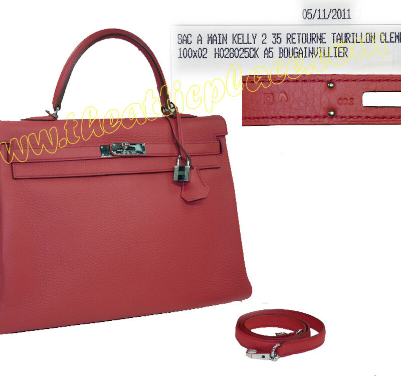 Hermes Kelly 35 II Bougainvillier Clemence Leather O Stamp Palladium Hardware -0