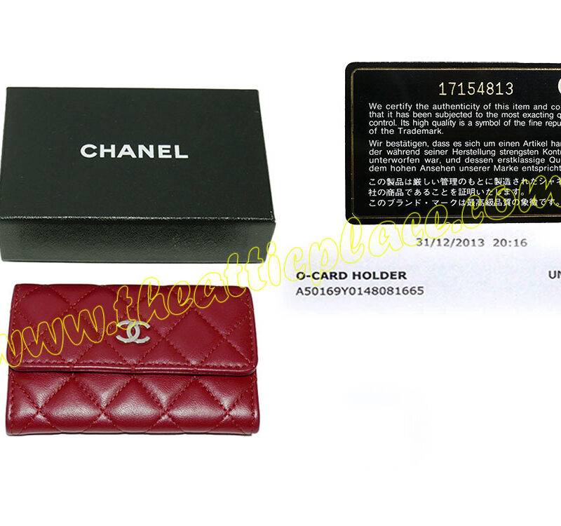 Chanel 17154813 Red Lambskin Card Holder Silver Hardware-0
