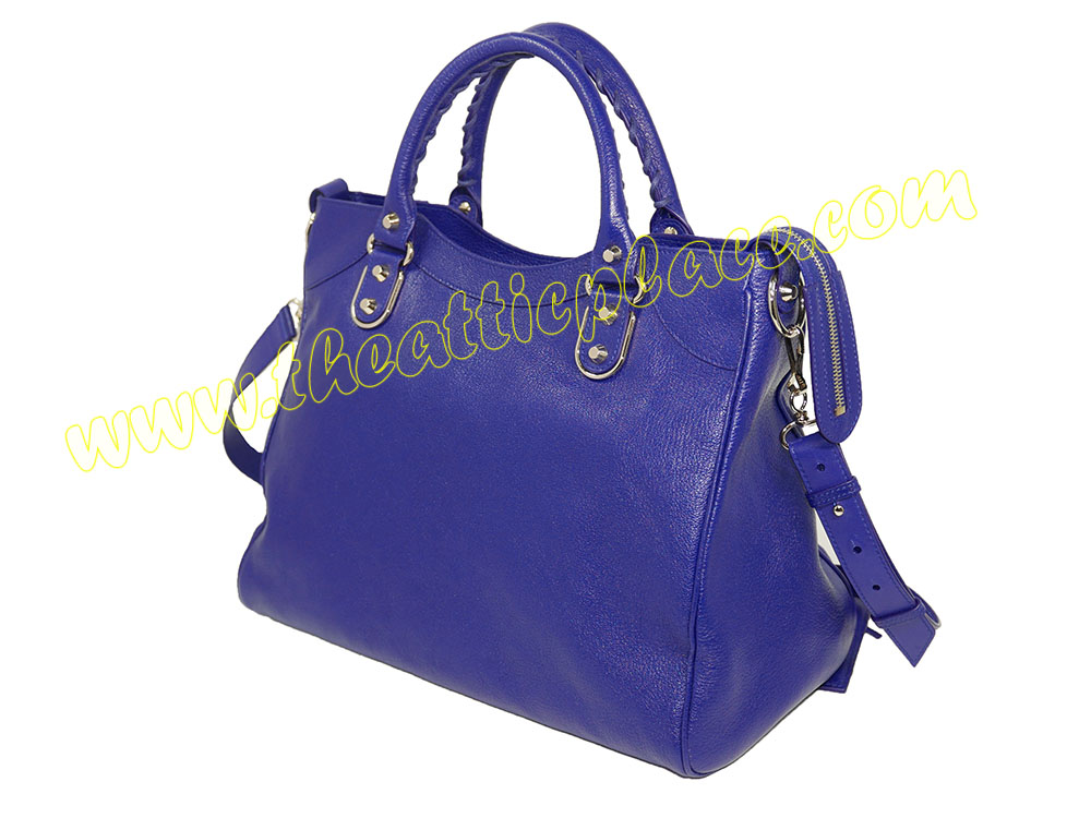 Balenciaga 235216 Blue Roi Giant Velo 12 leather tote-35286