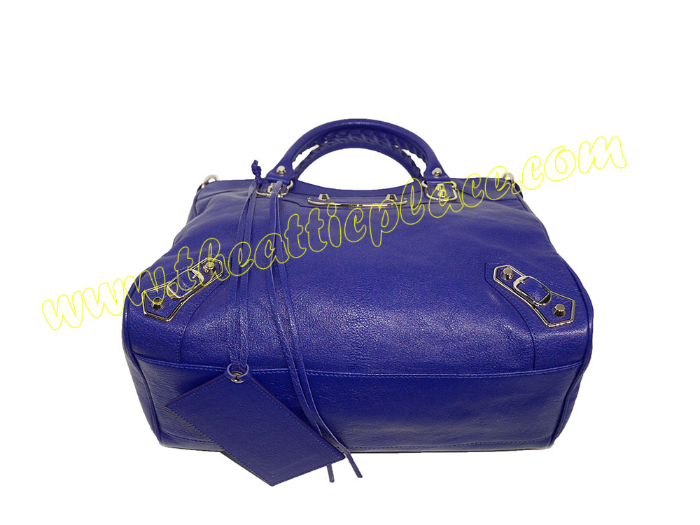 Balenciaga 235216 Blue Roi Giant Velo 12 leather tote-35284