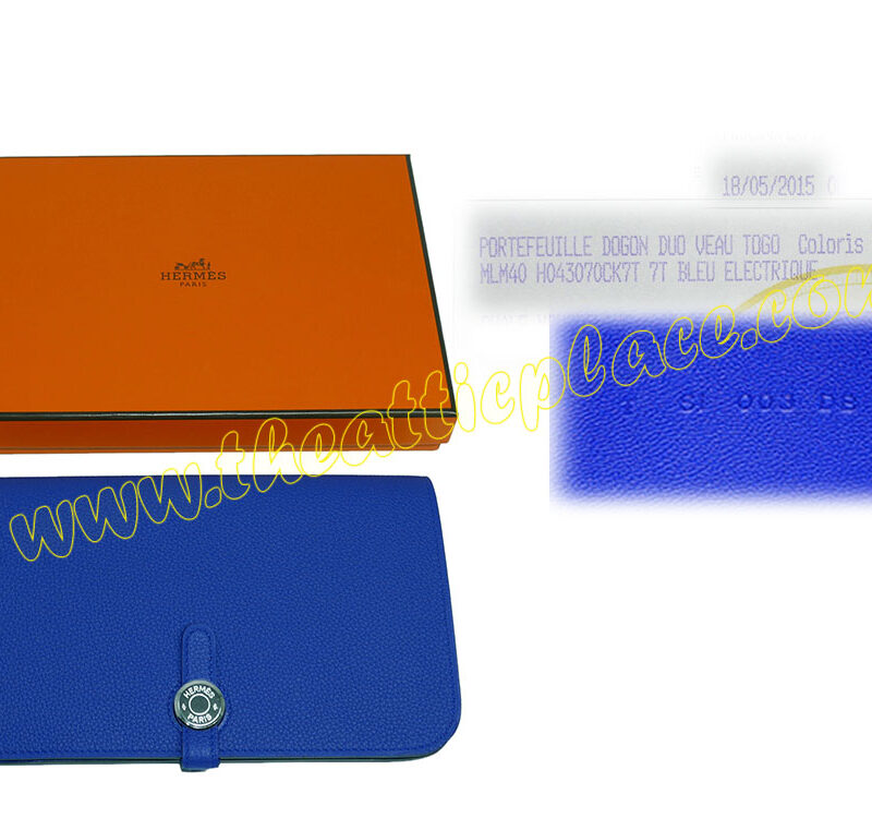 Hermes Dogon Duo Veau Togo Blue Electric T Stamp Wallet -0