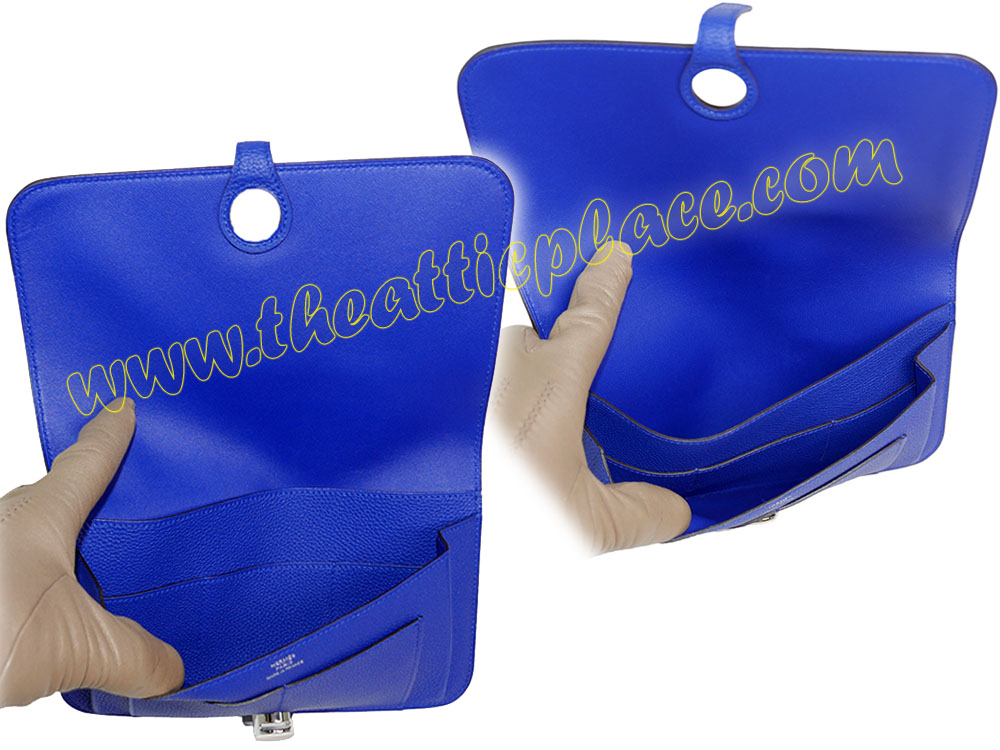 Hermes Dogon Duo Veau Togo Blue Electric T Stamp Wallet -35718