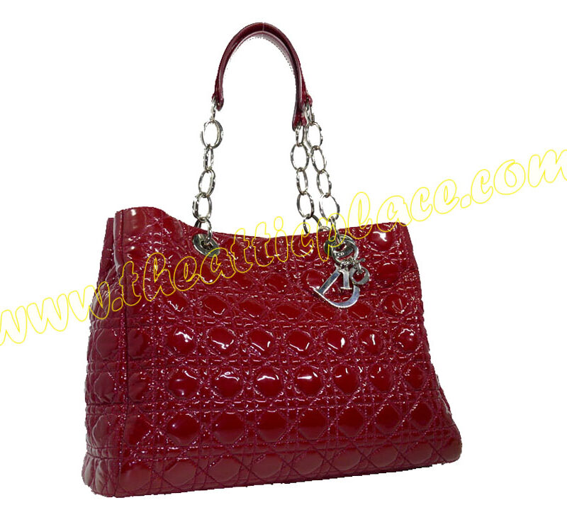 Dior Patent Red Cannage Documet Silver Hardware-0