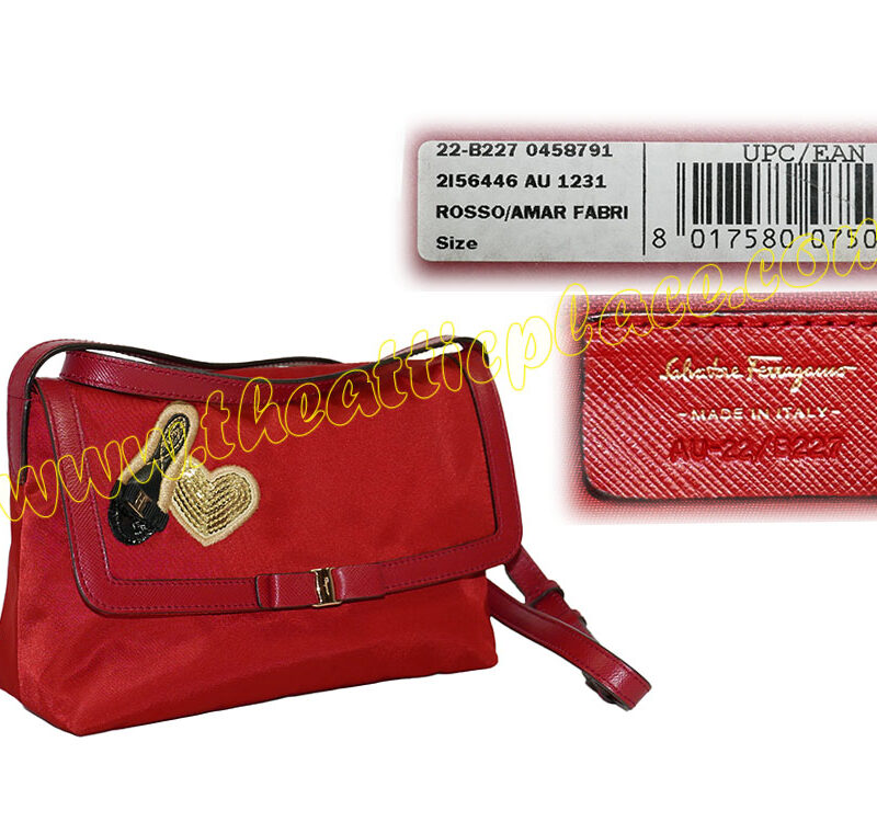 Ferragamo AU22/B227 Red Nylon with Sequins Flap Sling Bag -0