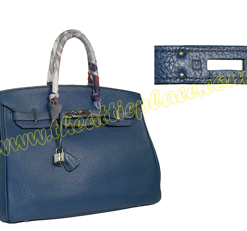 Hermes Birkin 35 Navy Blue Clemence M Stamp Palladium Hardware-0