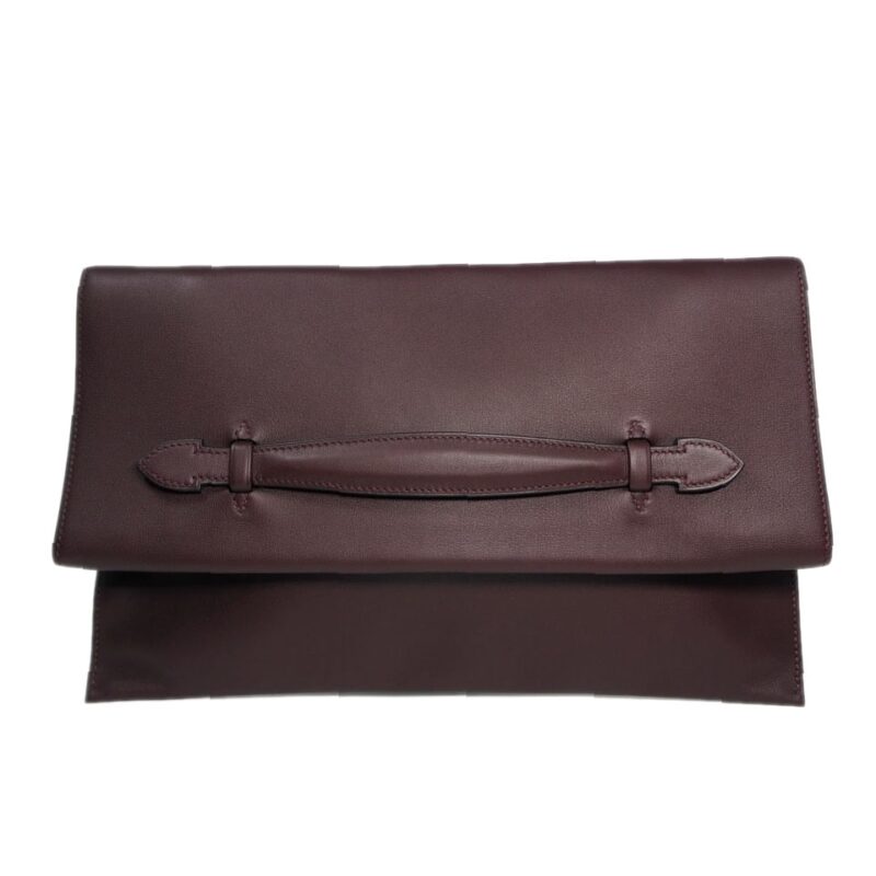 Hermes Pochette Pliplat Veau Evercolor Prune Flap Clutch/ Pouch-0