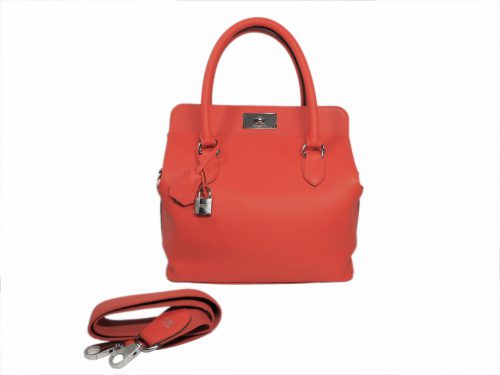 Hermes Toolbox 26 T Stamp Swift Capucine w Amazona Strap Shoulder Bag-0