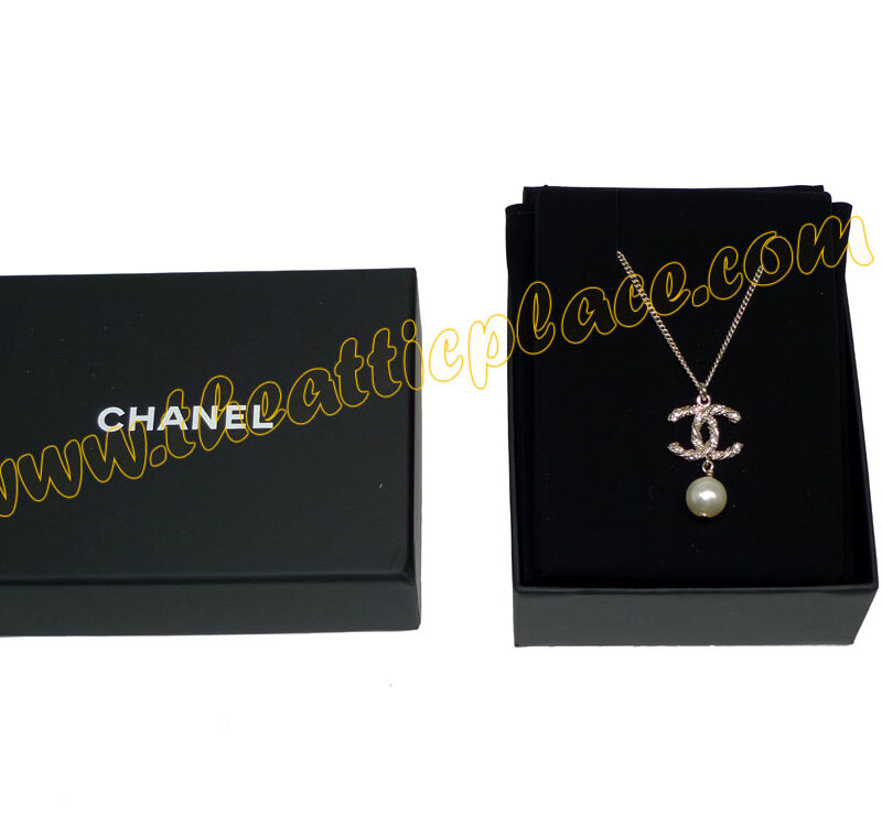Chanel A63047Y CC Line Coco Gold/ Glass Pearl Ball Necklace-0